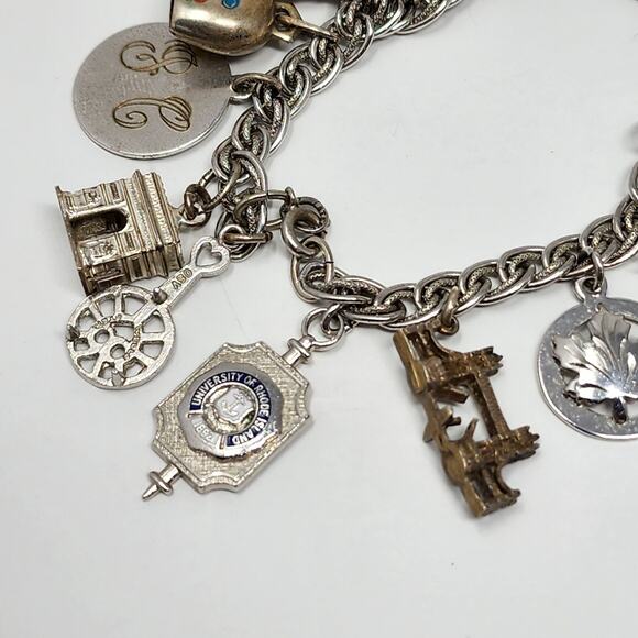 Sterling Silver Antique Vintage Charm Bracelet - Picture 2 of 8